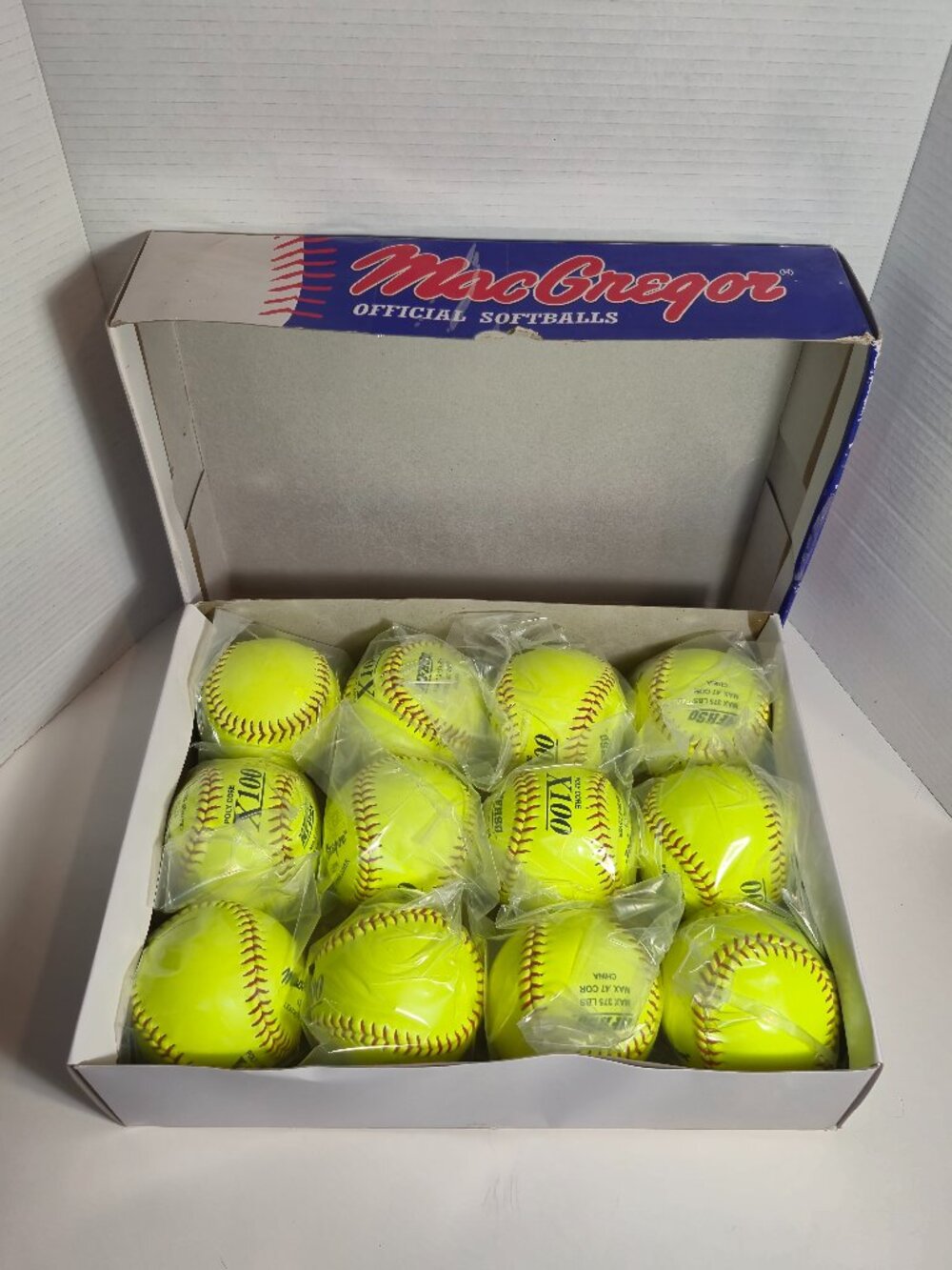 MacGregor 12YH Poly Core X100 NFHS Leather Cover 12" Yellow Softballs New Sealed